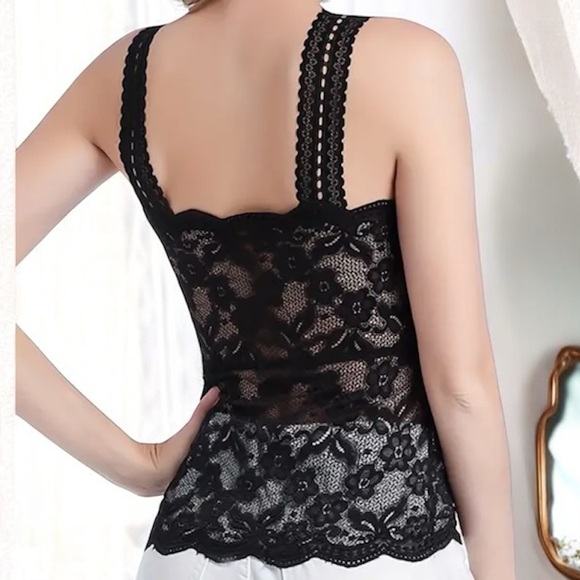 Sexy black lace camisole, size M, sheer - Picture 3 of 5